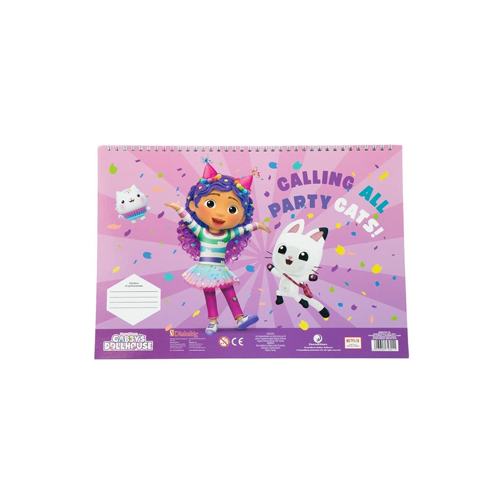 Μπλοκ Ζωγραφικής & Αυτοκόλλητα-Στένσιλ Gabby's Dollhouse 23x33 Εκ 40Φυλ 2 Σχέδια - 1 Τμχ