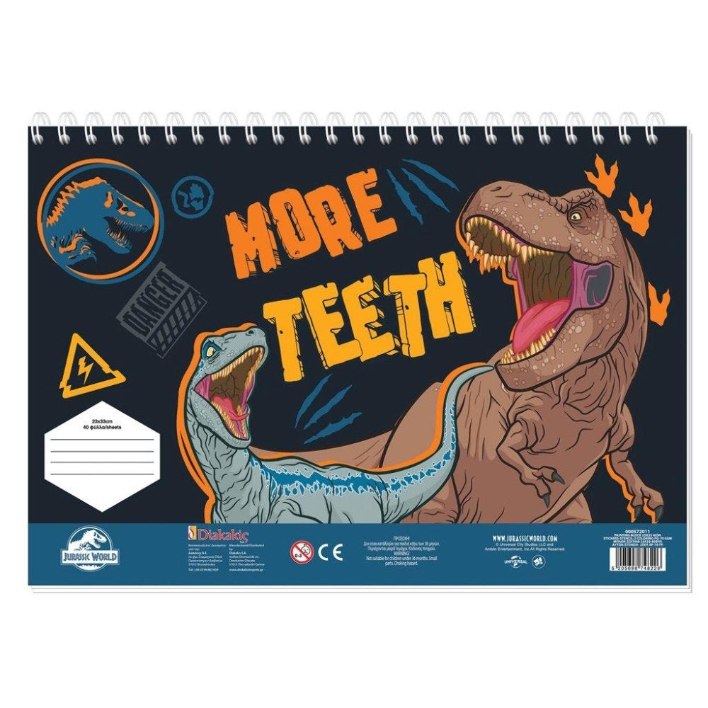 DiakakisΜπλοκ Ζωγραφικής Jurassic World 23x33 Εκ Με Αυτοκόλλητα 2 Σχέδια - 1 Τμχpapell.gr