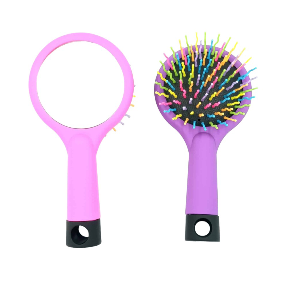 Βούρτσα Μαλλιών Με Πολύχρωμα Δόντια Και Καθρέφτη 15 εκατοστά 3 Χρώματα