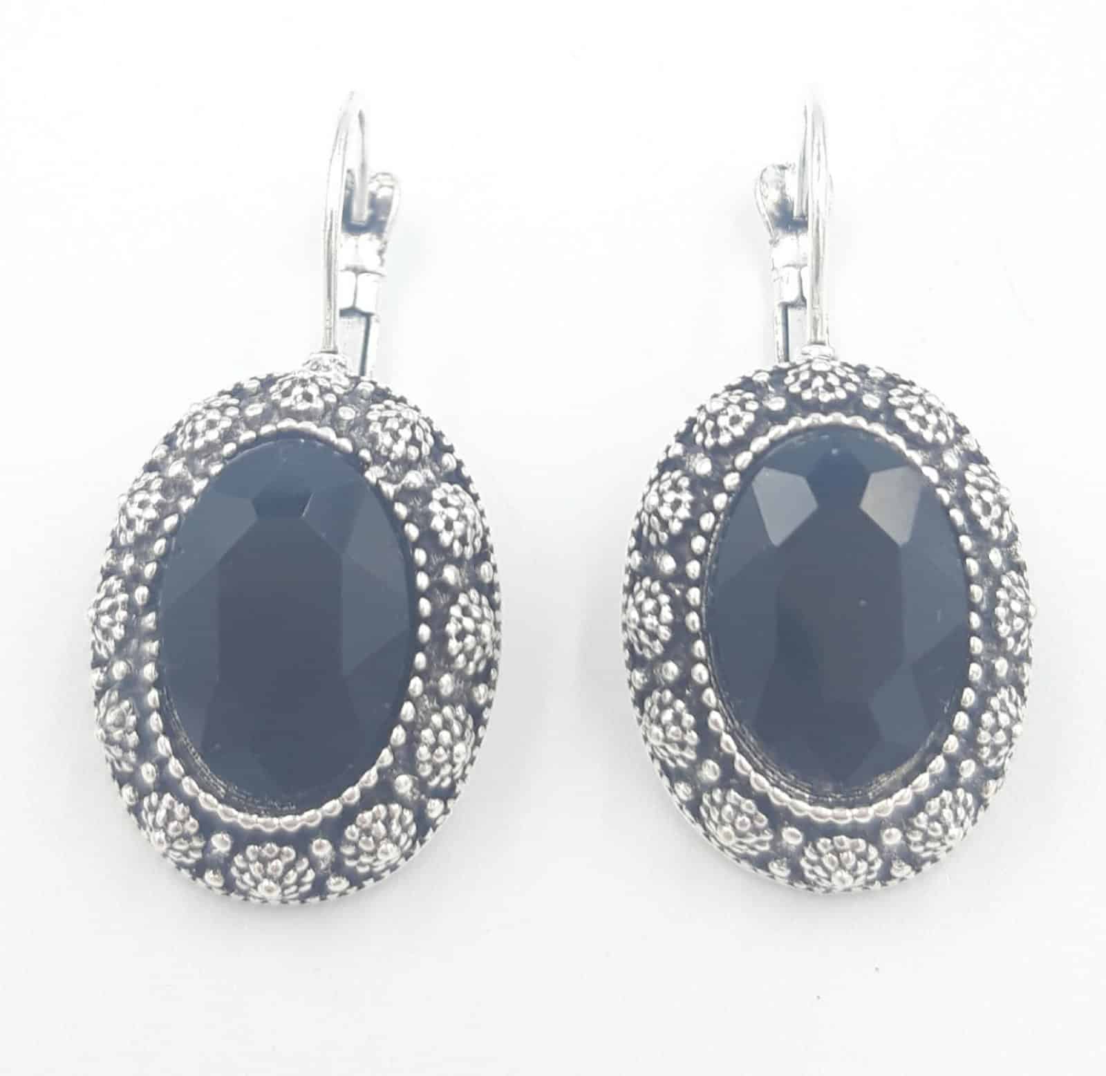 Σκουλαρικια Κρεμαστα Με Πετραδι Οβαλ