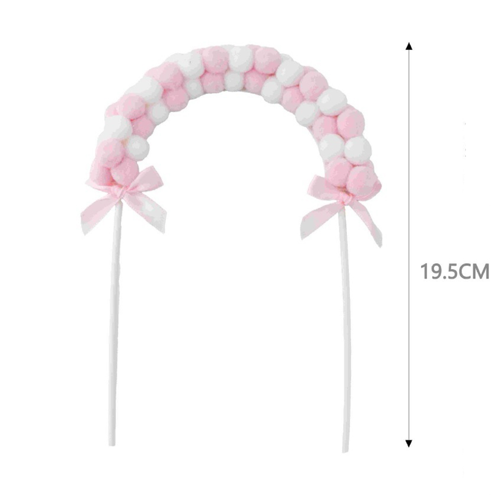 OEMCake Topper Ουράνιο Τόξο με Pom Pom Άσπρο και Ροζ 19,5 εκpapell.gr