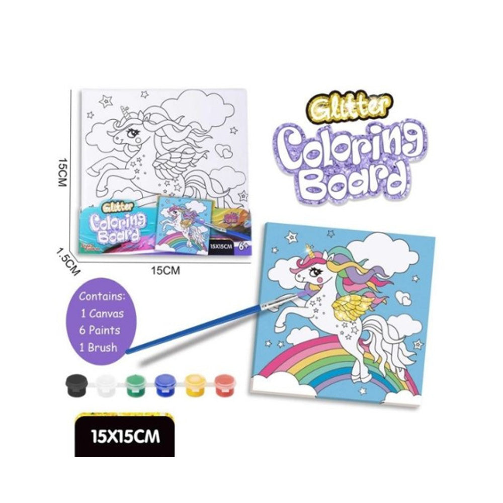 Ζωγραφική Σε Καμβά Μονόκερος Με Χρώματα & Πνιέλο 15x15εκ