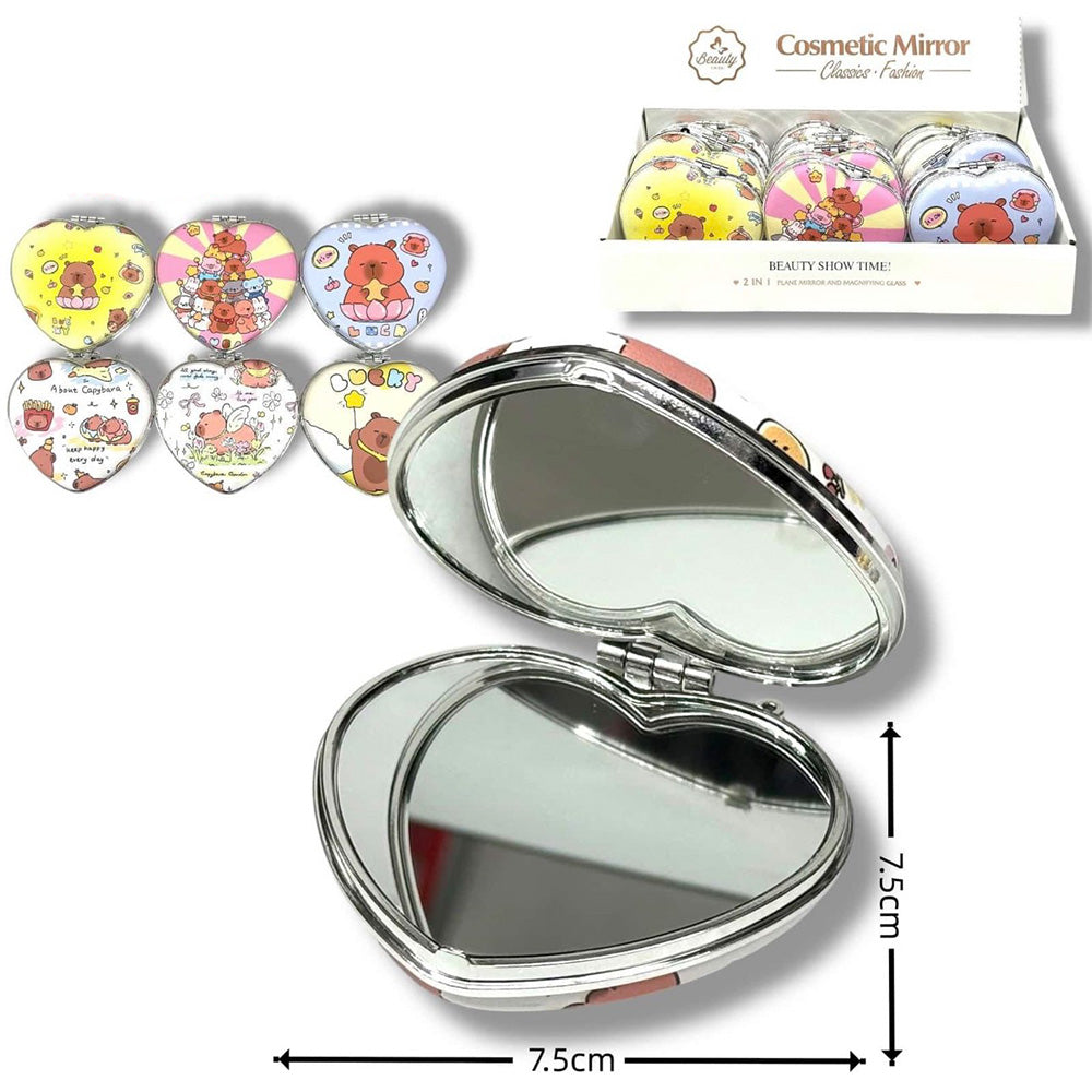 Καθρεφτάκι Capybara σε Σχήμα Καρδιάς 7.5×7.5 εκ σε 6 Σχέδια - 1 Τμχ