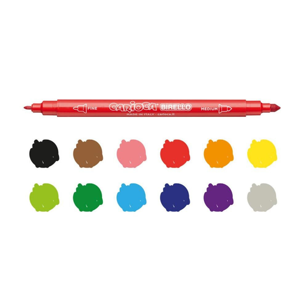 Carioca Birello Μαρκαδόροι με Διπλή Μύτη Fine Tip 2,6mm & 4,8mm - 12 Τμχ