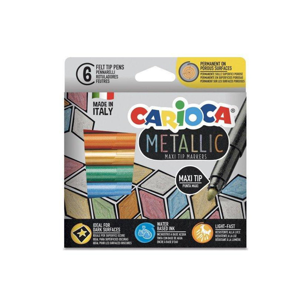 Carioca Metallic Maxi Tip Markers 6 Pcs