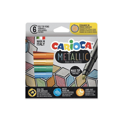 Carioca Metallic Maxi Tip Markers 6 Pcs