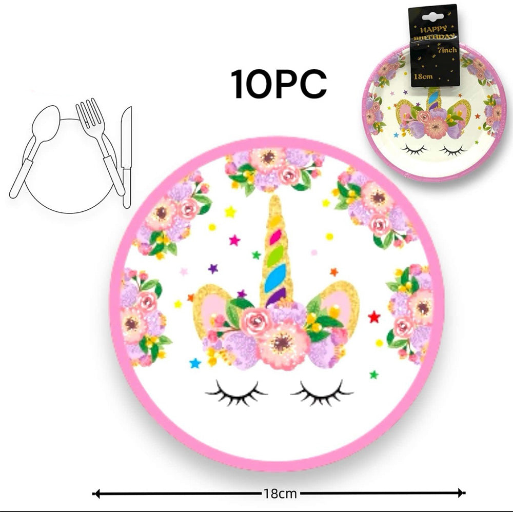 OEMΧάρτινα Πιατάκια Party Μονόκερος 18 εκ 10 Τμχpapell.gr