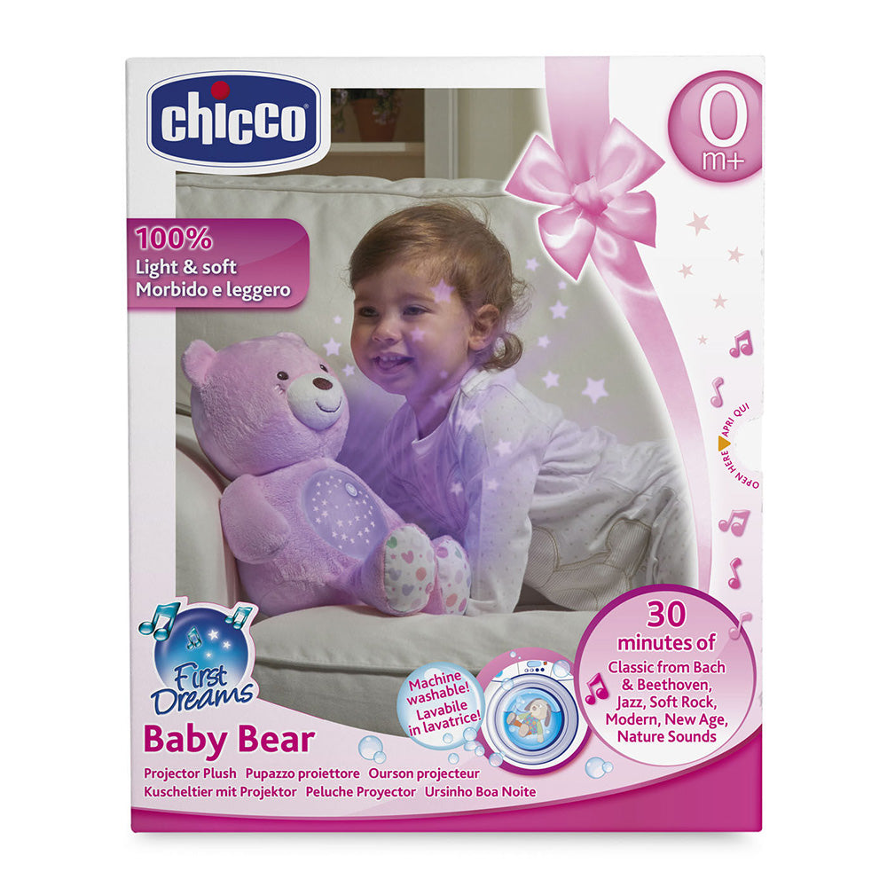Chicco Βρεφικό Αρκουδάκι με Προβολέα Baby Bear Ροζ Για 0+
