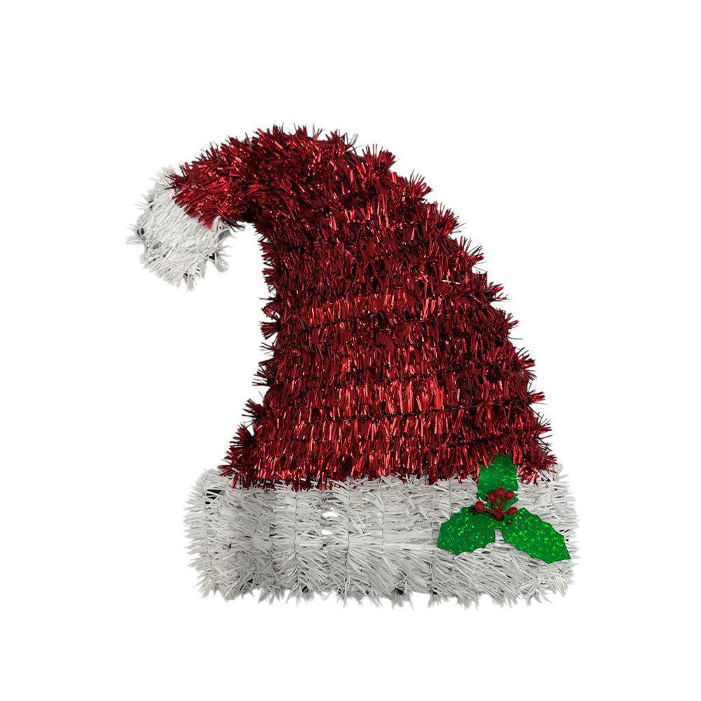Χριστουγεννιάτικο Κρεμαστό Διακοσμητικό Σκούφος Άγιος Βασίλης Tinsel – 28εκ
