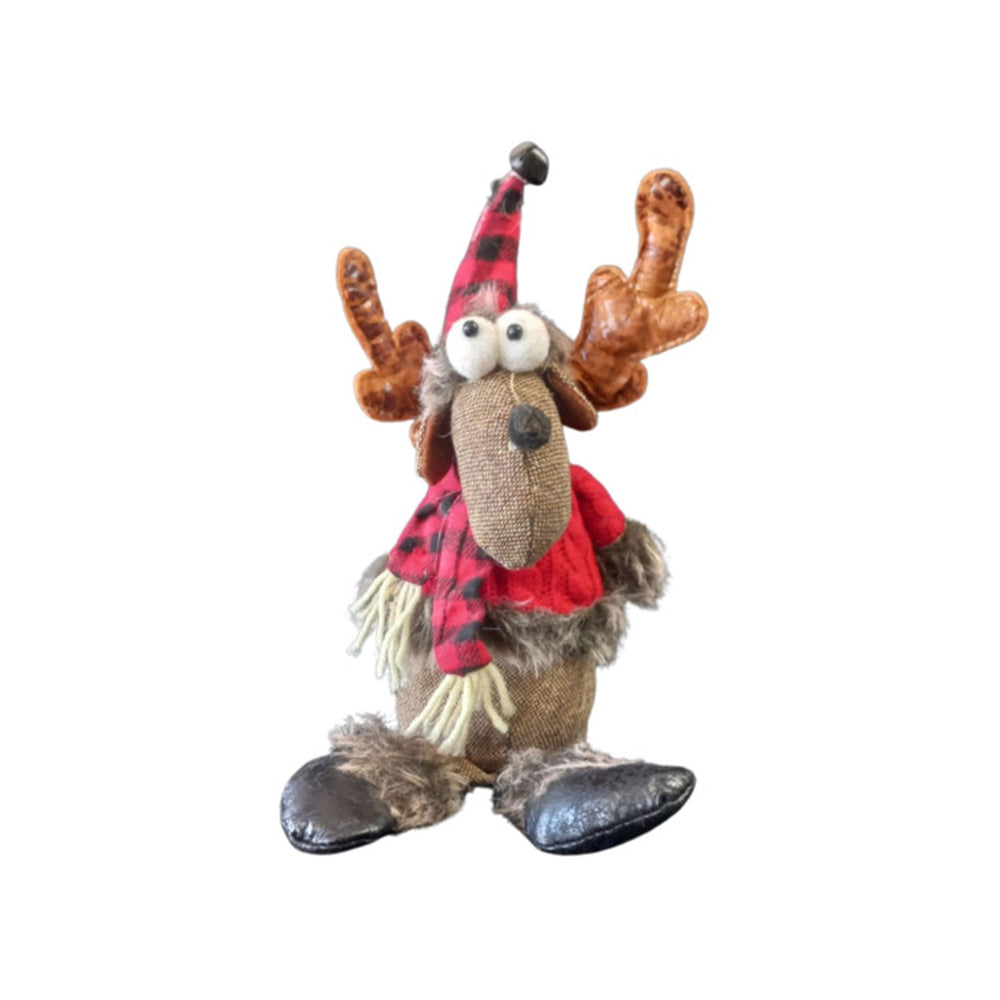 Χριστουγεννιάτικη Διακοσμητική Φιγούρα Τάρανδος Σκούφος Κασκόλ Ριγέ Κόκκινο/Μαύρο 33εκ