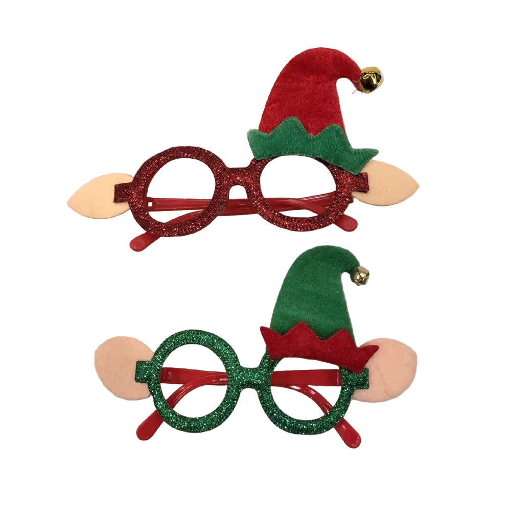 Χριστουγεννιάτικα Γυαλιά με Σκουφάκι Ξωτικού σε Κόκκινο ή Πράσινο Χρώμα – 1 Τεμάχιο