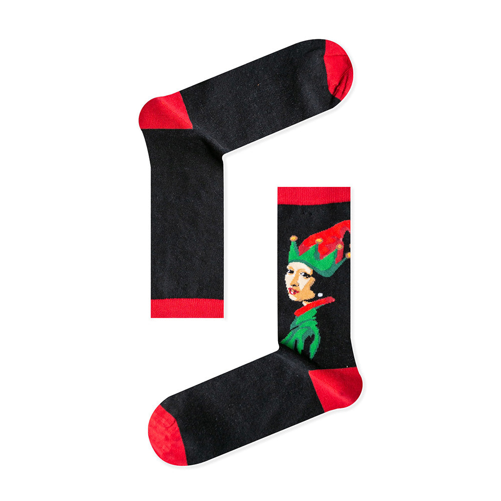 Χριστουγεννιάτικες Κάλτσες “Elf With The Pearl Earring” – One Size (1 Ζευγάρι)