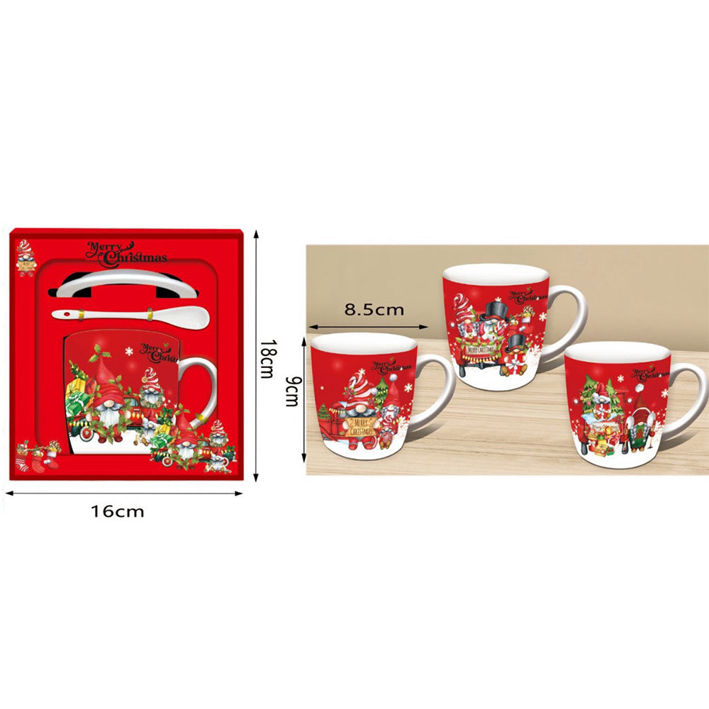 Χριστουγεννιάτικη Κούπα με Πιατάκι & Κουταλάκι σε Κουτί 18×16 εκ – 3 Σχέδια (1 Τμχ)