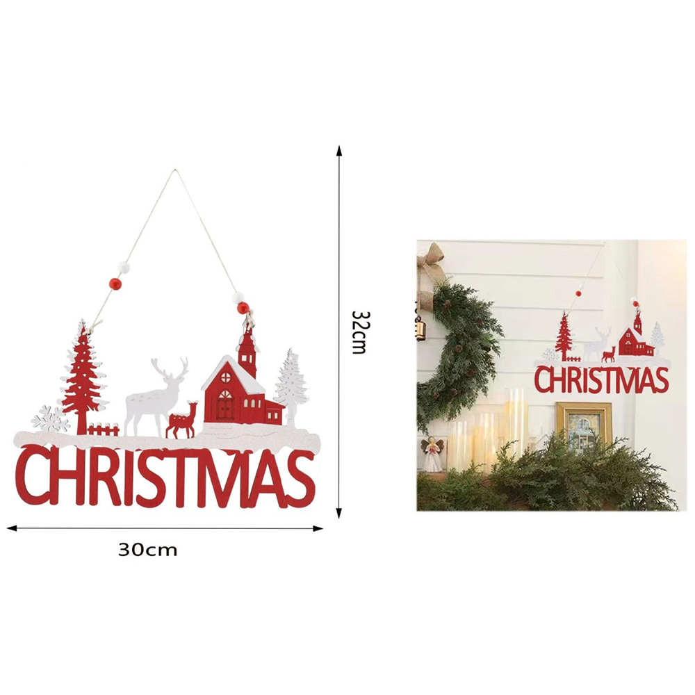 Χριστουγεννιάτικο Κρεμαστό Διακοσμητικό Christmas με Σπιτάκι & Τάρανδο 30x32 εκ