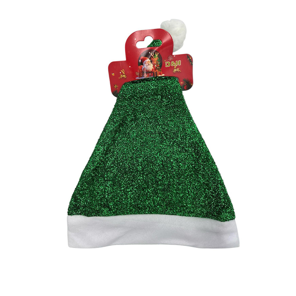 Χριστουγεννιάτικο Σκουφί Glitter 35 εκ σε Κόκκινο ή Πράσινο Χρώμα – 1 Τεμάχιο