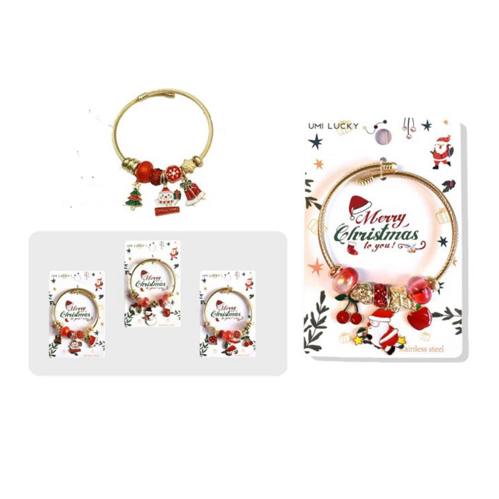 Χριστουγεννιάτικο Βραχιολάκι Χρυσό με Διακοσμητικά Στοιχεία Άγιο Βασίλη – 3 Σχέδια – 1 Τμχ