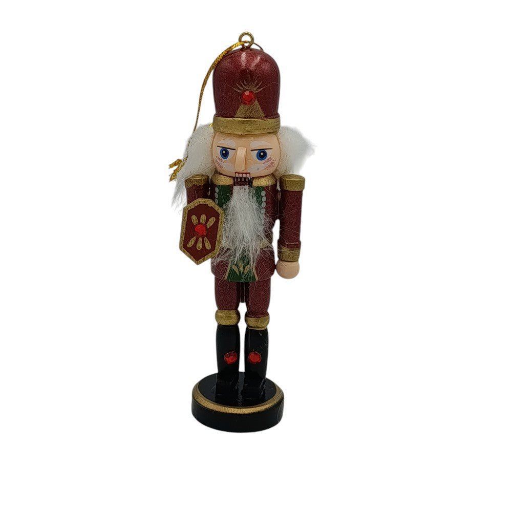 Χριστουγεννιάτικος Ξύλινος Διακοσμητικός Καρυοθραύστης Mε Ασπίδα 13εκ