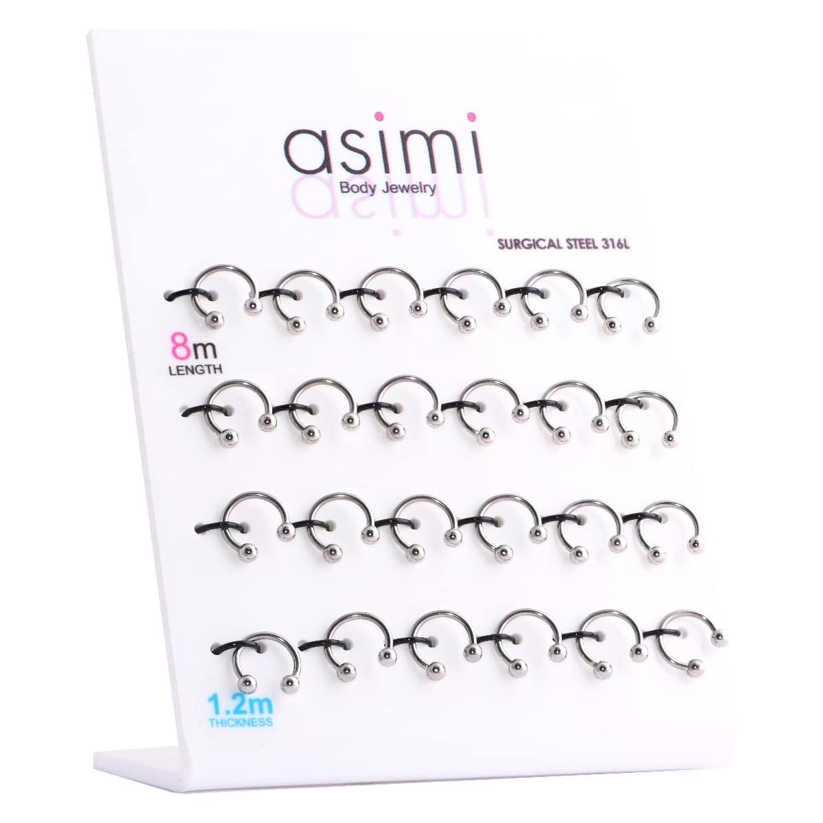 Asimi Σκουλαρίκι Circular Barbell 8 mm με Μπίλιες από Χειρουργικό Ατσάλι 316L - 1 Τμχ