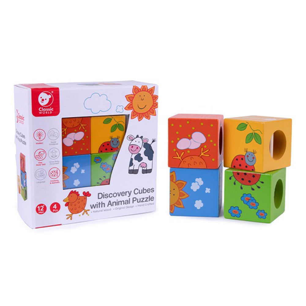 Classic World Discovery Cubes With Animal Puzzle CL3522