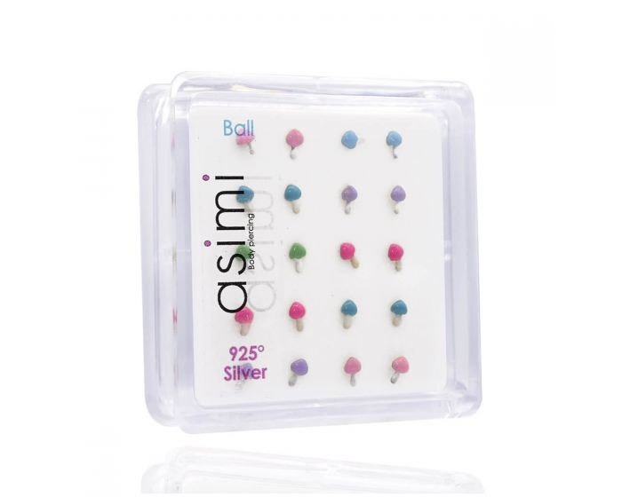 Ασημενιο Σκουλαρικι Μυτης Colorful Mushroom