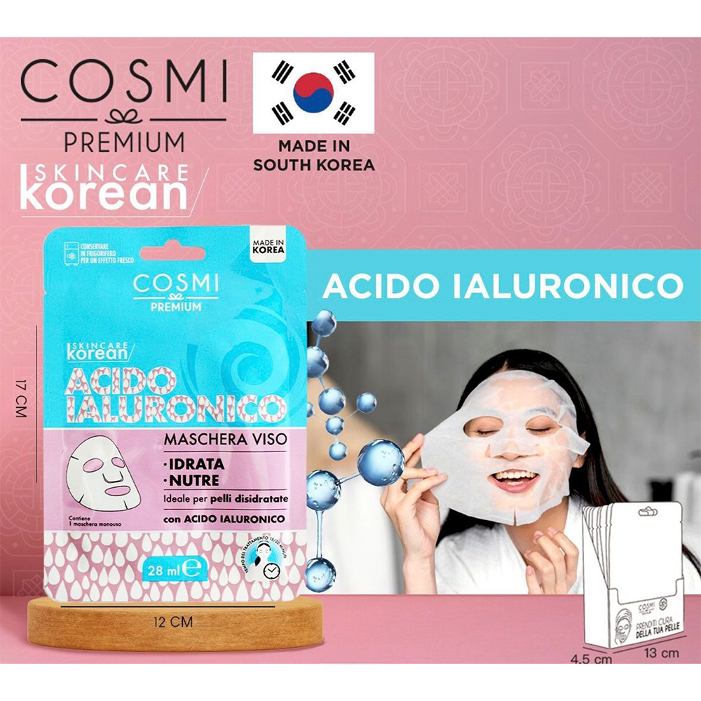 Cosmi Korean Face Mask Acido Ialuronico 28ml Υφασμάτινη Μάσκα Προσώπου Ενυδάτωσης
