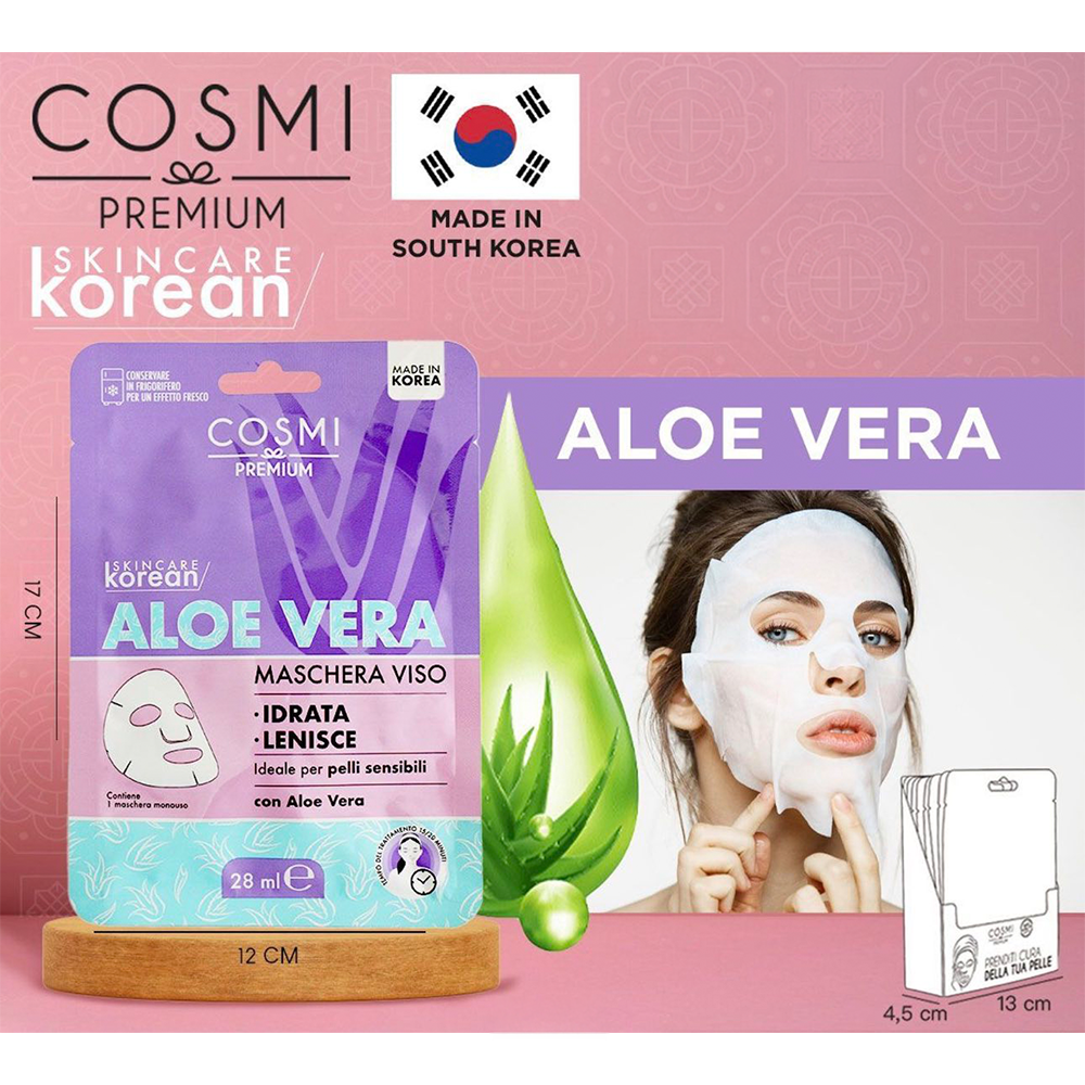 Cosmi Korean Face Mask Aloe Vera 28ml Υφασμάτινη Μάσκα Προσώπου ΕνυδάτωσηςCosmi Korean Face Mask Aloe Vera 28ml Υφασμάτινη Μάσκα Προσώπου Ενυδάτωσης