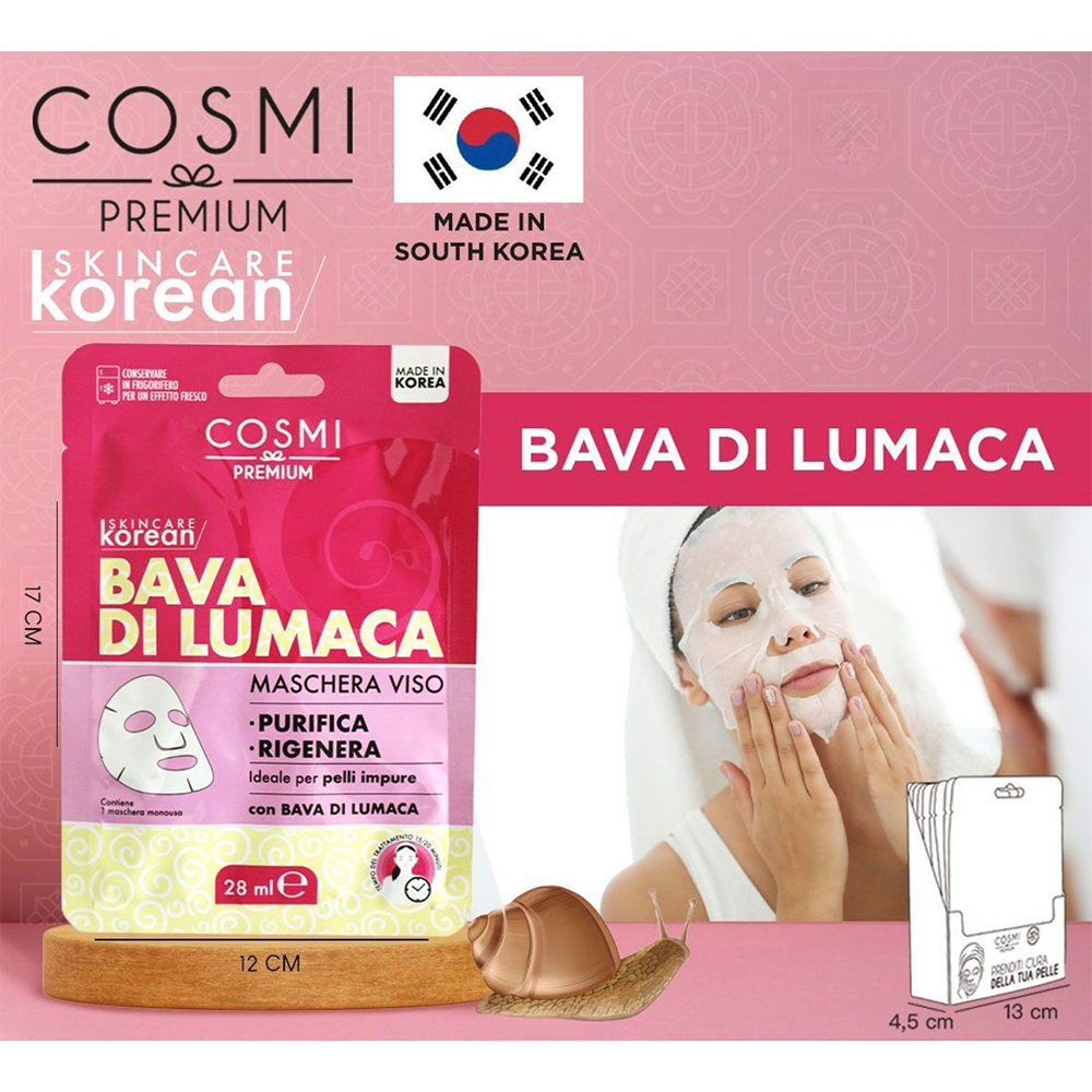 Cosmi Korean Face Mask Bava Di Lumaca 28ml Υφασμάτινη Μάσκα Προσώπου Ενυδάτωσης
