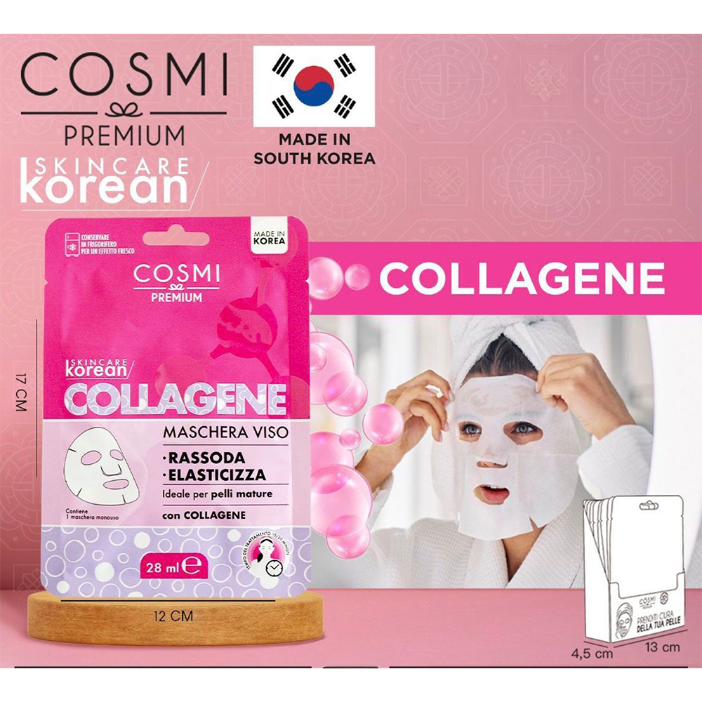 Cosmi Korean Face Mask Collagene 28ml Υφασμάτινη Μάσκα Προσώπου Ενυδάτωσης