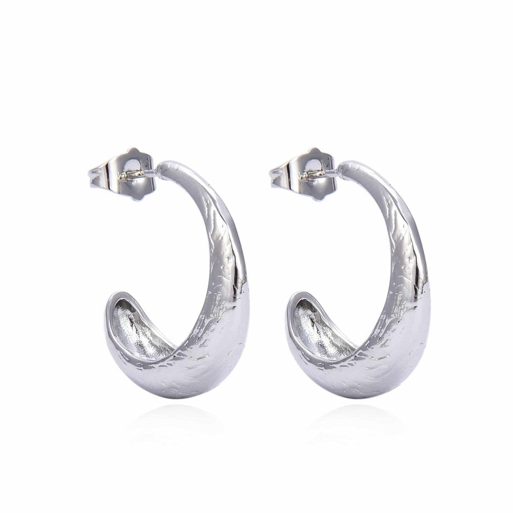 Asimi Σκουλαρικια Κρικοι Φαρδιοι Stainless Steel 3Cm