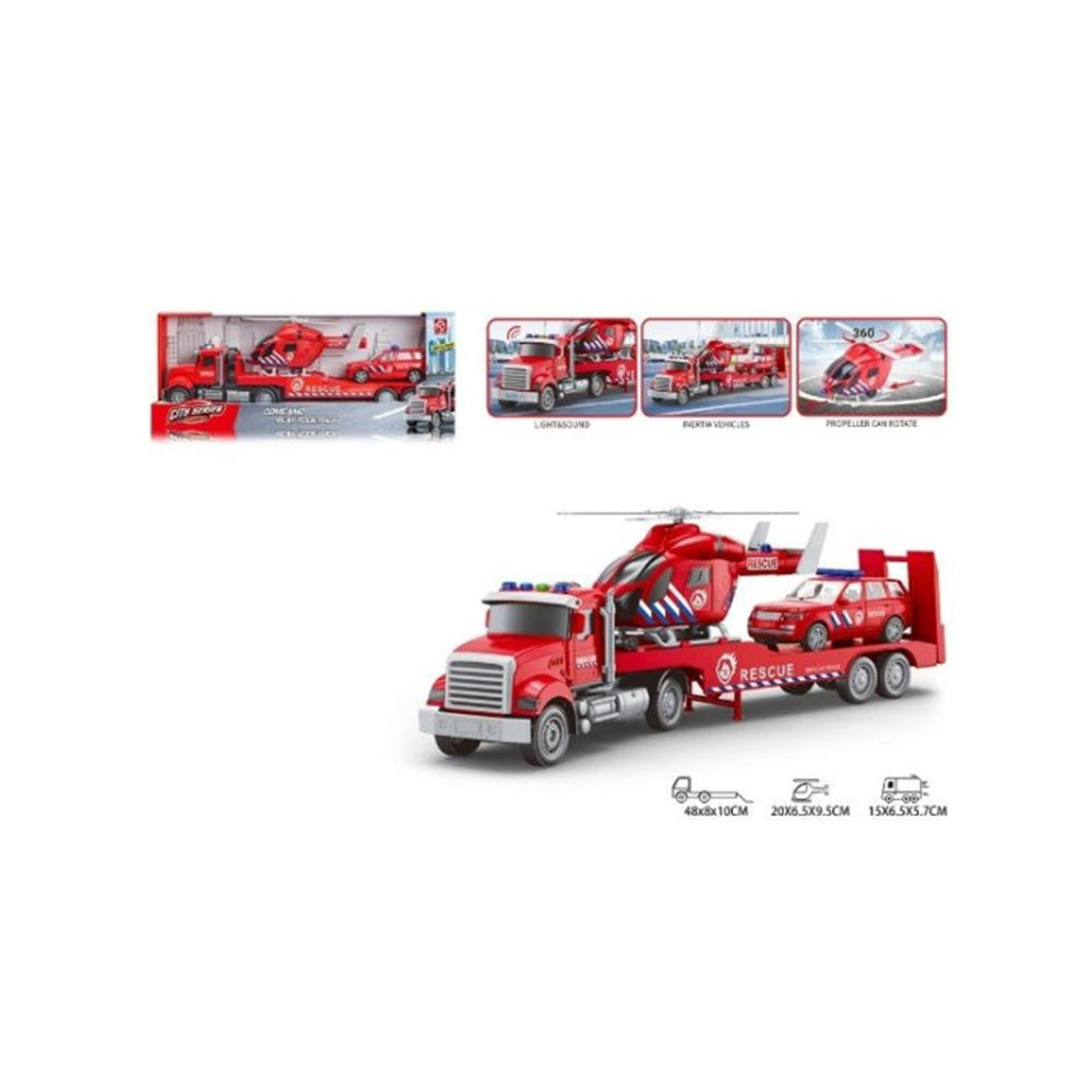 Νταλίκα Διάσωσης 1:18 Με 2 Οχήματα, Ήχο & Φως 48X8X10εκ
