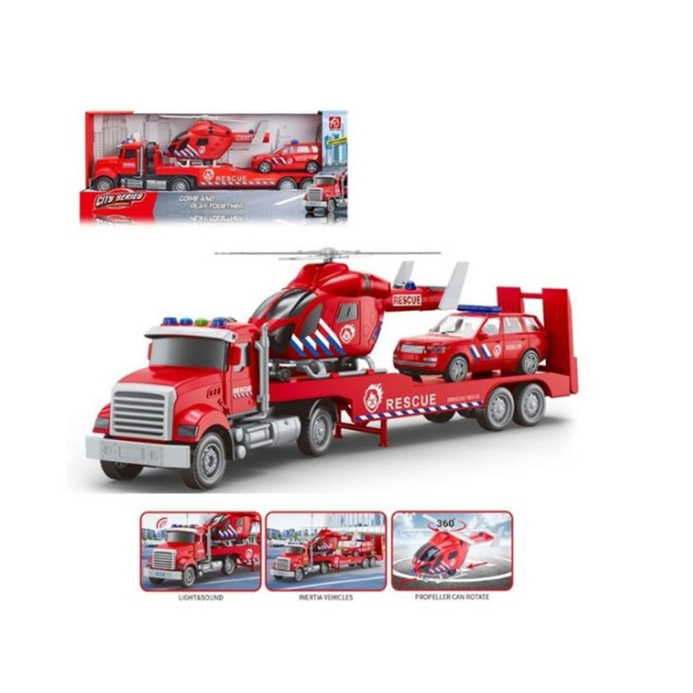 Νταλίκα Διάσωσης 1:18 Με 2 Οχήματα, Ήχο & Φως 48X8X10εκ