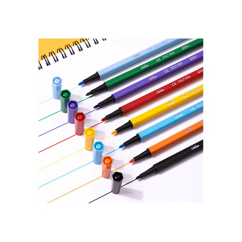 Deli Colorun Μαρκαδόροι Ζωγραφικής Washable σε Πλαστική Θήκη 1.0-1.2mm 12 Χρώματα 