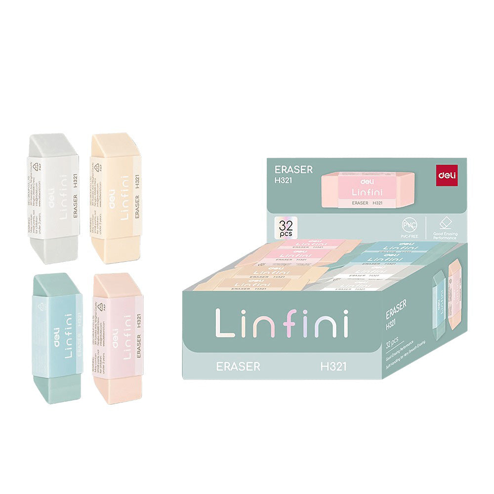 Deli Γόμα Linfini 54X20X10.5mm 4 Χρώματα - 1 τμχ