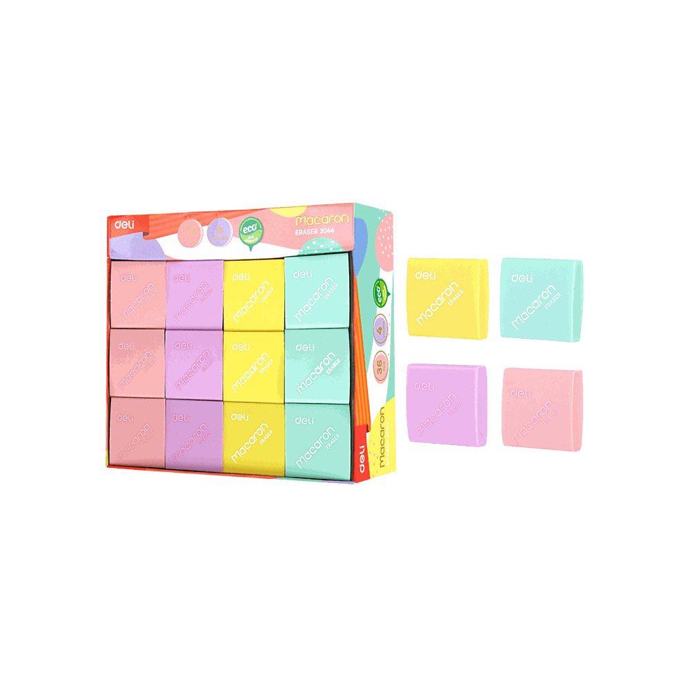 Deli Macaron Γομολάστιχα 35x35x11 mm σε 4 Χρώματα - 1 Τεμάχιο