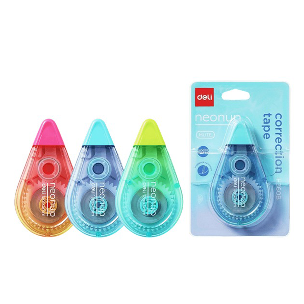 Deli Neonup Αθόρυβη Διορθωτική Ταινία 5mm x 12m σε 3 Χρώματα - 1 Τμχ