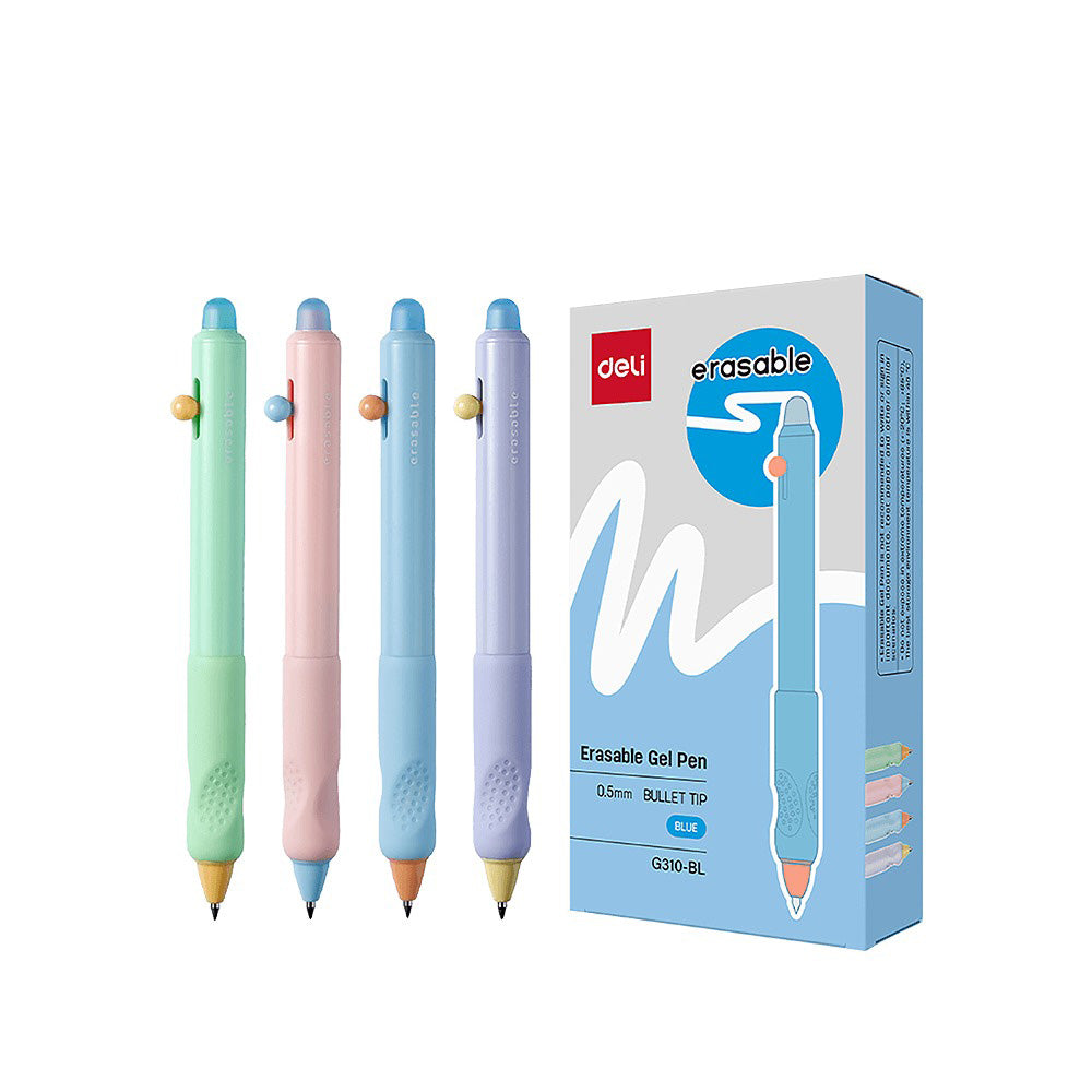 Deli Στυλό Κουμπί Gel Που Σβήνει Μπλε Μελάνι 0.5mm 4 Χρώματα -1 τμχ