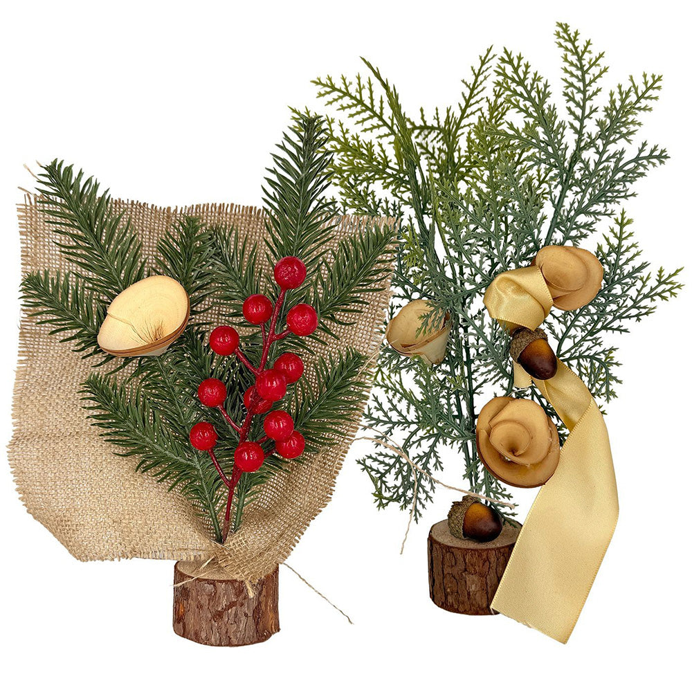 Χριστουγεννιάτικο Διακοσμητικό Δεντράκι Σε Κορμό 28εκ 2 Σχέδια - 1τμχ