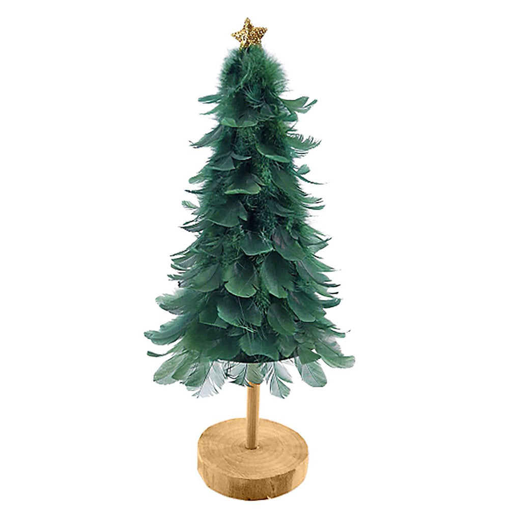 Χριστουγεννιάτικο Δέντρο Επιτραπέζιο Με Φτερά & Πούπουλα Πράσινο 33x12εκ
