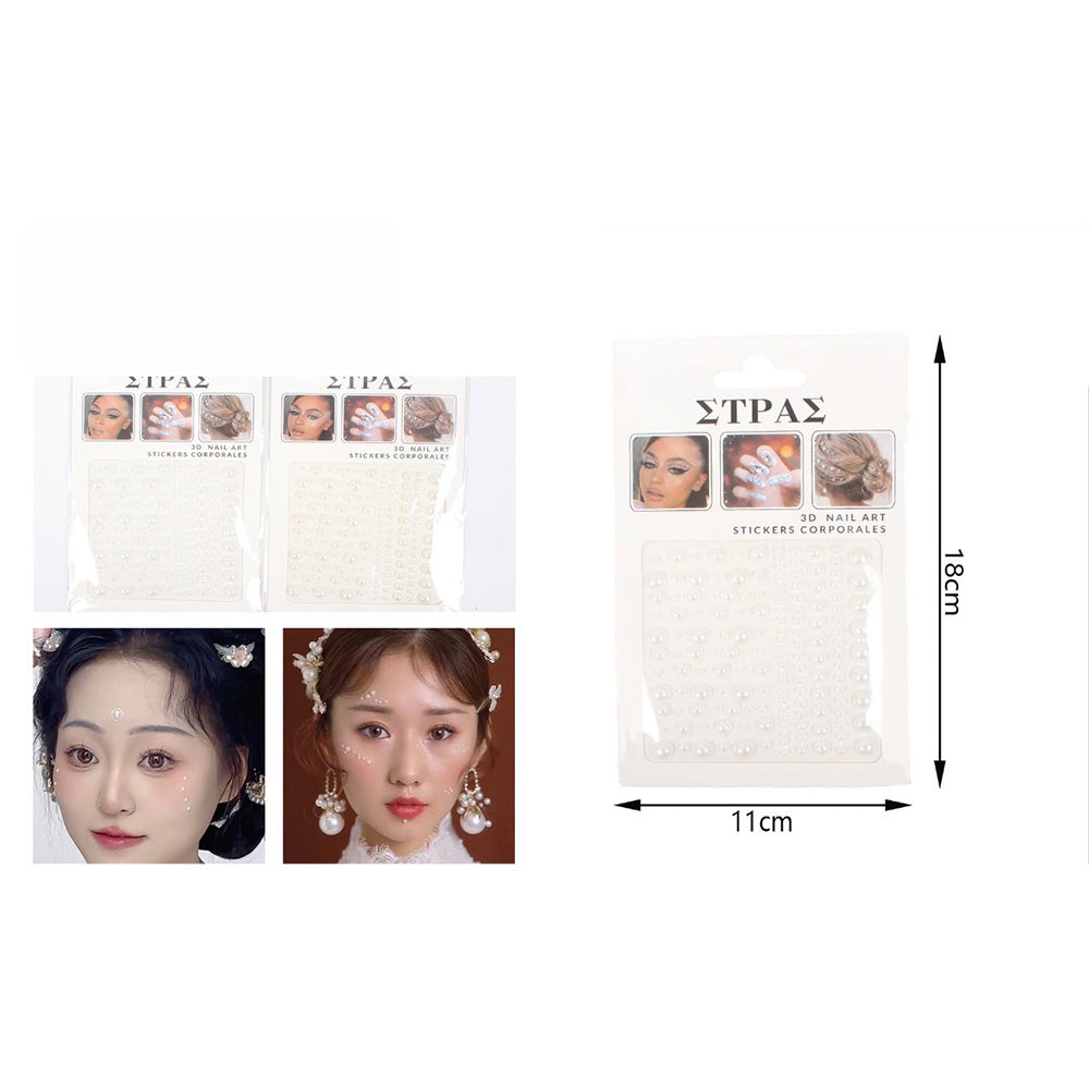 Διακοσμητικά Στρασάκια Προσώπου Πέρλα σε Καρτέλα 18 x 11 εκ