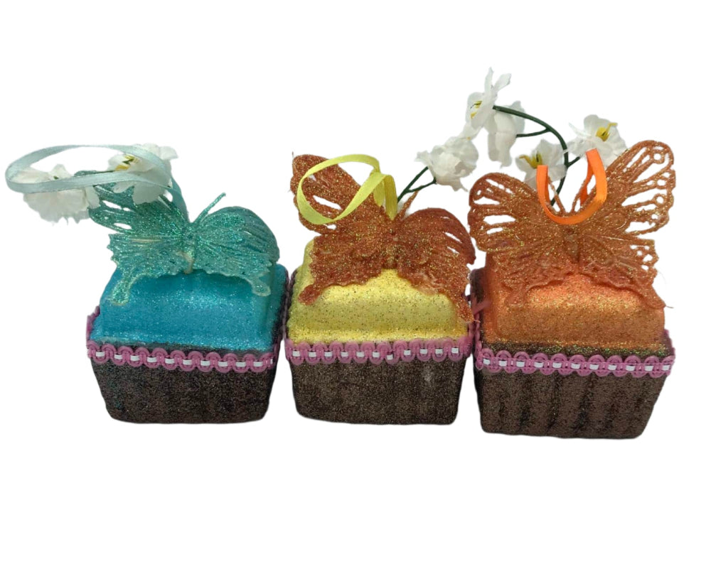 Κρεμαστο Με Πεταλουδα Και Λουλουδια Glitter