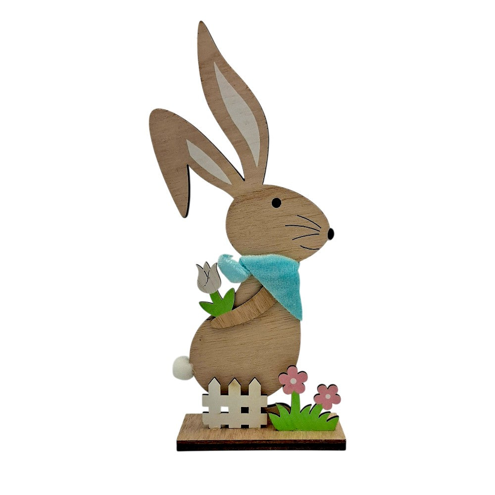 Διακοσμητικός Ξύλινος Λαγός Πλακέ 22x9 εκ 