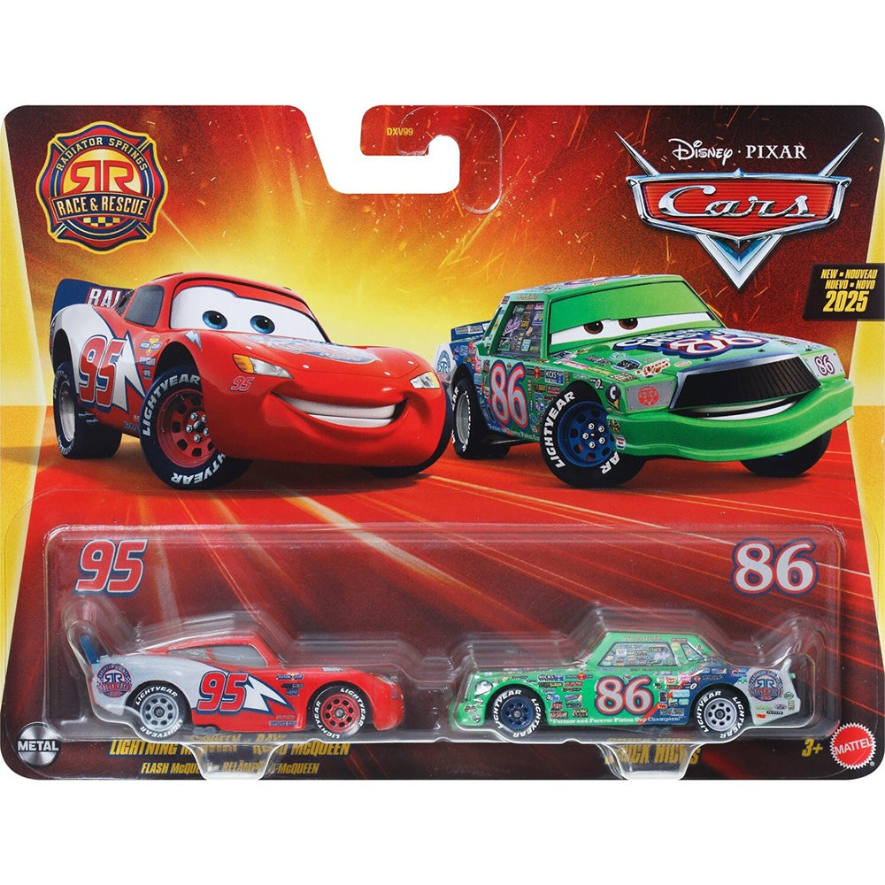 Disney Cars 2X Radiator Springs Rally Race 200 Lightning Mcqueen & Chick Hicks 