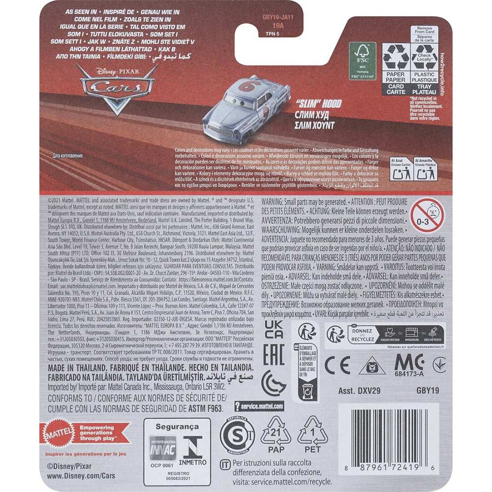 Disney Cars Αυτοκινητάκια Disney Pixar Cars Slim Hood Disney Pixar Cars Όχημα Παιχνίδι 