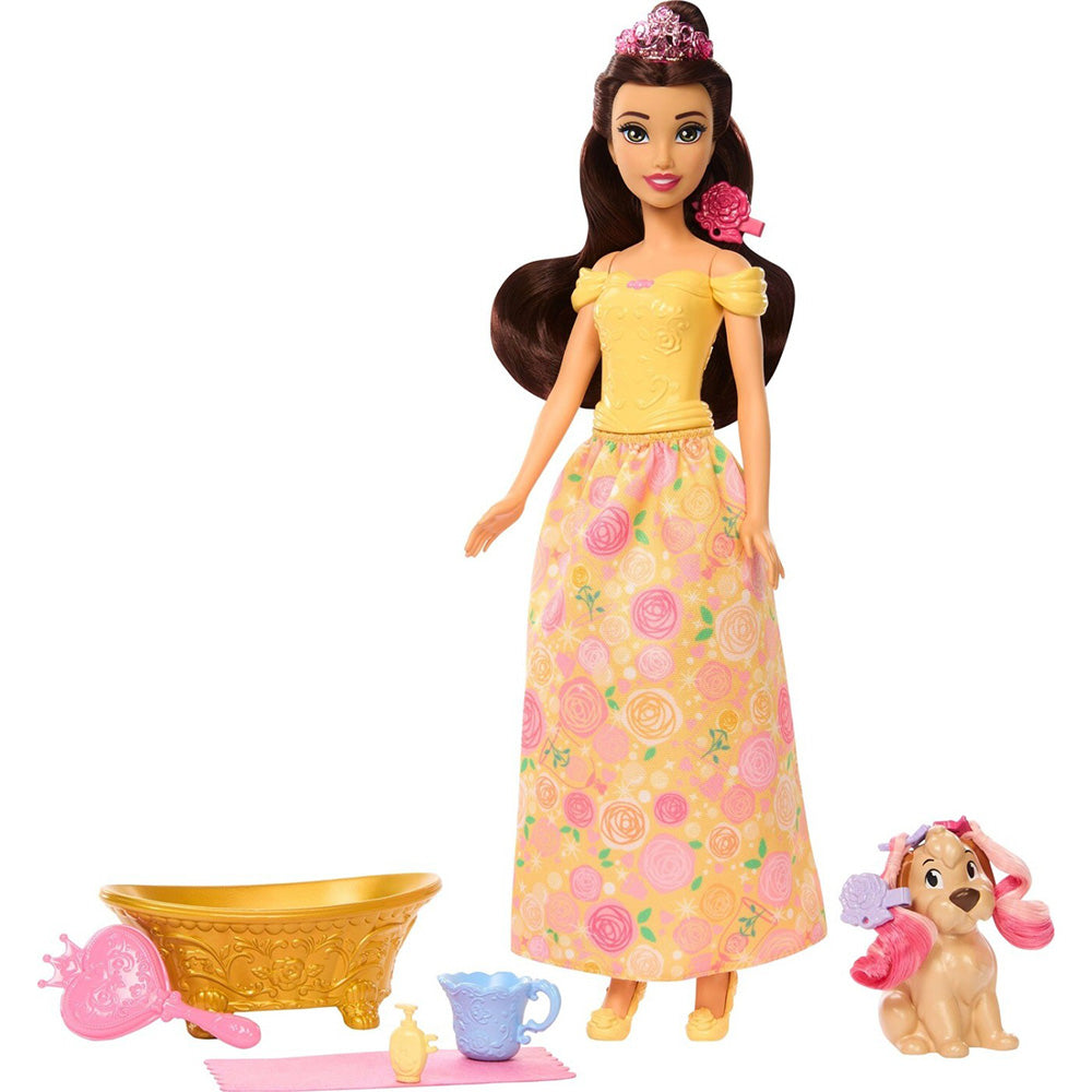 Disney Princess Bathe & Brush Belle Κούκλα - Πεντάμορφη Και Ζωάκι