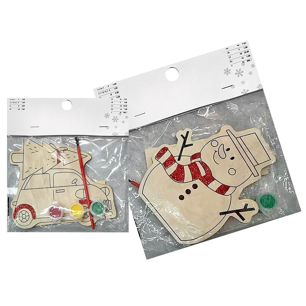 Χριστουγεννιάτικο Διακοσμητικό DIY Ξύλινο Με Χρώματα & Πινέλο 15x12εκ 2 Σχέδια -1τμχ 