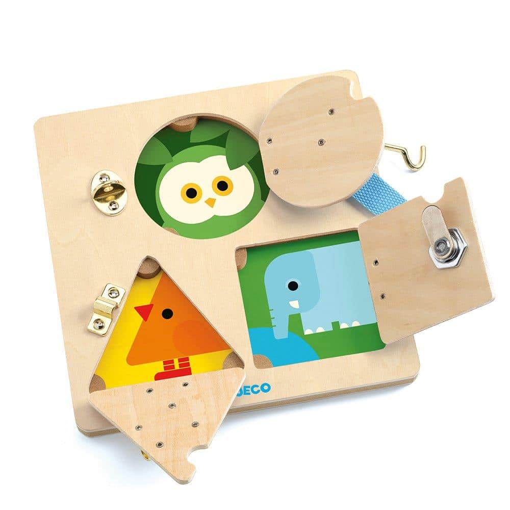 Djeco Εκπαιδευτικο Παιχνιδι " Μαθαινω Να Ανοιγοκλεινω Κλειδαριες Ζωακια "