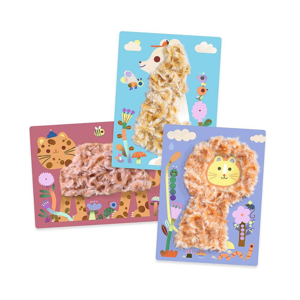 Djeco Δημιουργώ Εικόνες με Πούπουλα και Βέλκρο Μαιμού και Ζωάκια