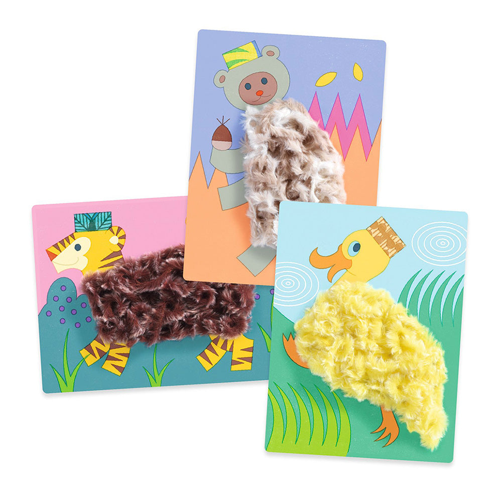 Djeco Δημιουργώ Εικόνες με Πούπουλα και Βέλκρο Ζωάκια με Καπέλο