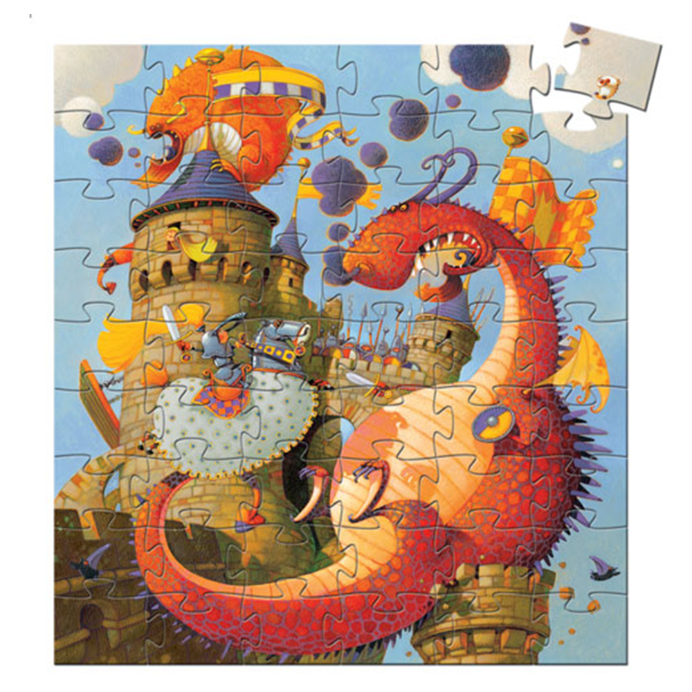 Djeco Puzzle Σε Σχηματικό Κουτί Ο Δράκος 54 Τμχ