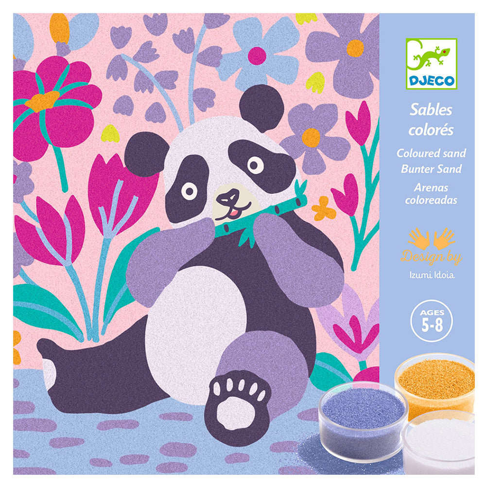Djeco Χρωματίζω με Άμμο Ζωάκια Panda – Σετ Δημιουργικής Απασχόλησης